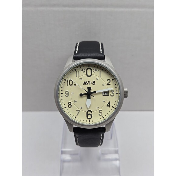 Avi-8 Hawker Hurricane Pilot Watch AV-4053 Quartz Date Cream 42mm New Battery - Picture 1 of 12